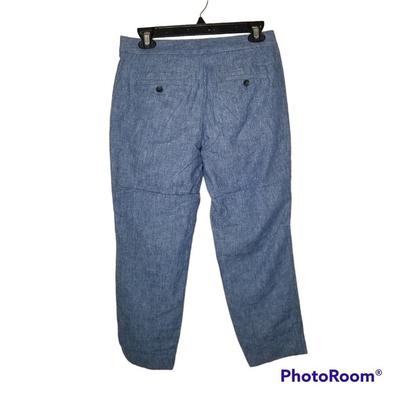 Banana Republic Women's Avery Blue Chambray Linen Blend Crop Ankle Pants Size 4P - Picture 10 of 10